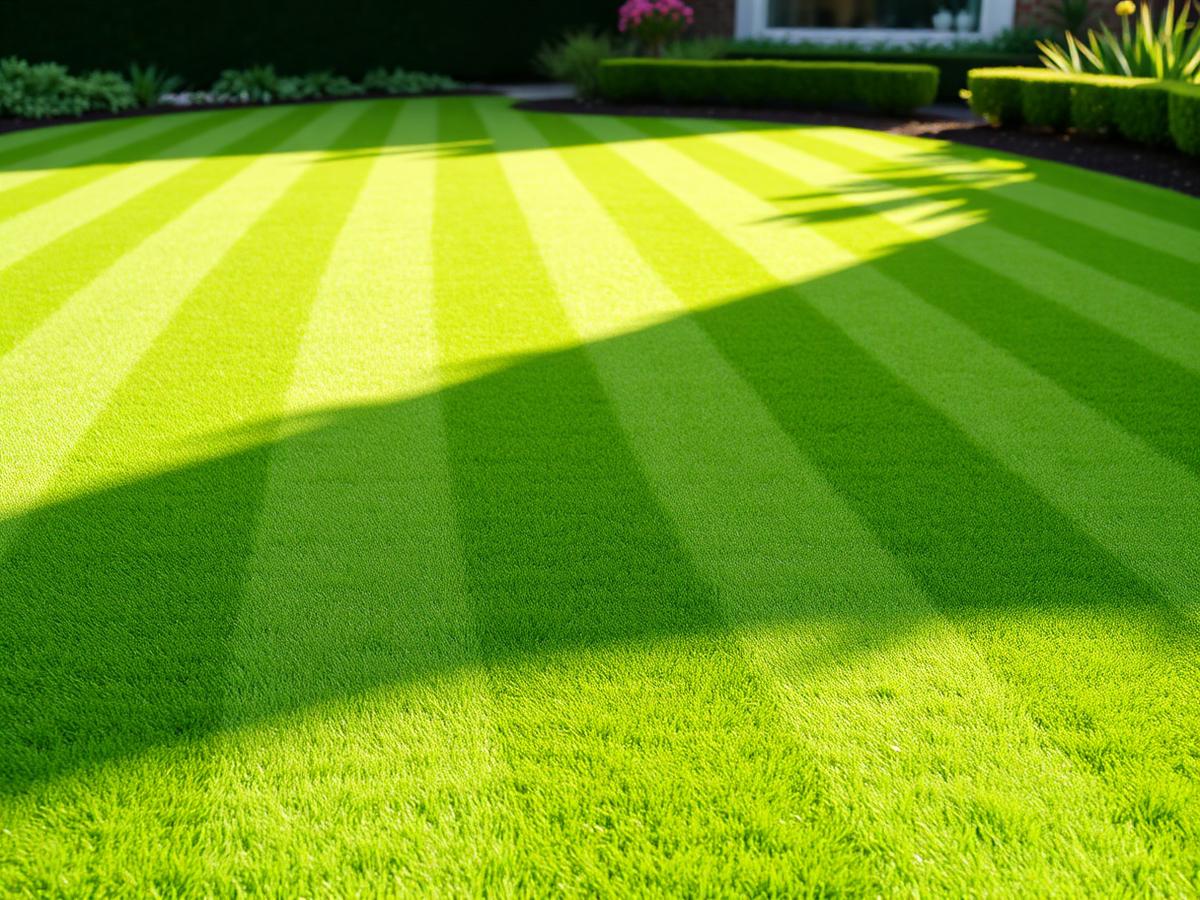 Freshly striped emerald lawn